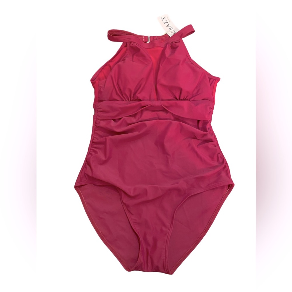 I2CRAZY Modest women’s one piece size small burgundy Swimsuit NWT